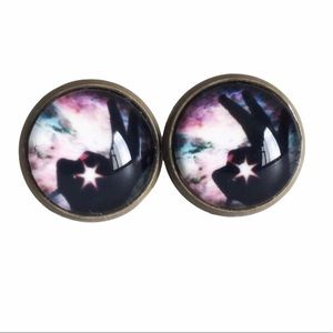 3 for 15🎀 Galaxy okay hand bronze tone studs
